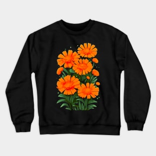 Marigold Flowers Vibrant Orange Crewneck Sweatshirt